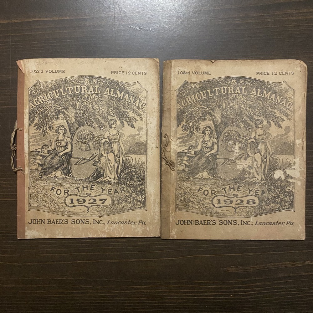 9 Antique Agricultural Almanacs 1920-1922 1924-1929 John Baer's Sons Lancaster - Picture 14 of 16